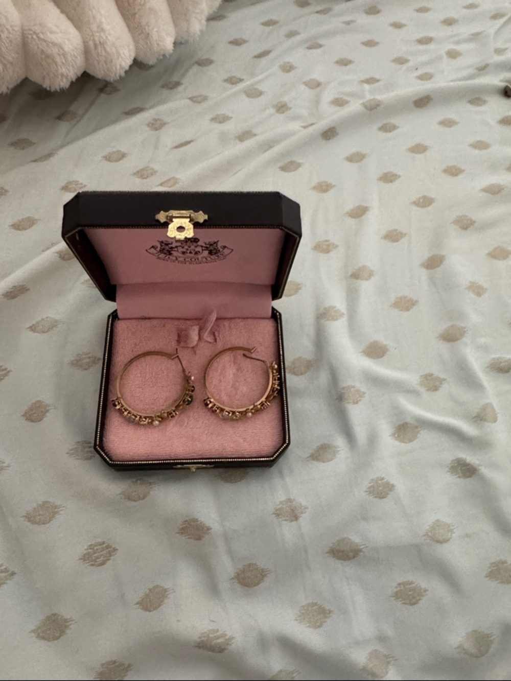 Juicy Couture Gold Hoop Earrings with Pink Presentation Box